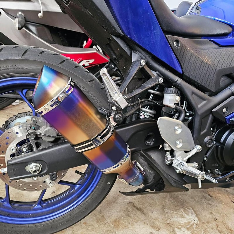 PACEWALKER Motorcycle Slip On Muffler, 1.5-2" Universal Motorcycle Exhaust with Removable DB Killer for Street/Sport Motorcycles and Scooters, Dirt Bike ATV Street Bike 38-51mm Inlet(Grilled Blue) - Image 4
